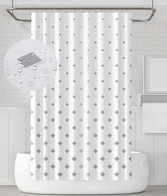 Obrázok produktu pre Textilná sprchová závesa odolná proti plesni, biela a sivá, 180 x 180 cm, vodovzdorná