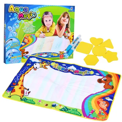 Produktbild von Wasserspielmatte für Kinder ab 3 Jahren, kreatives Spielzeug mit verschwindenden Zeichnungen + 2 Stiften + 6 Puzzles