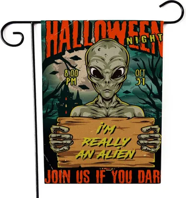 Produktbild von 4 Stück Halloween-Dekorationen, Halloween-Dekorationsflaggen, Gartenflaggen (30 x 45 cm)
