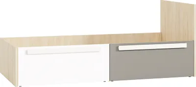 Produktbild von Kinderzimmer Bett Fjord Buche Nb. DARDA-131 mit Fronten in weiß und platingrau, B/H/T: ca. 97/81/205 cm