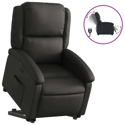 Produktbild von vidaXL Relaxsessel mit Aufstehhilfe Elektrisch Schwarz Echtleder