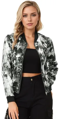 Productafbeelding van Allegra K dames blouson bomberjas met bloemenprint