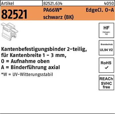Produktbild von Befestigungsbinder R 82521 m.Edgeclip 4,6 x 200/45 PA66W schwarz