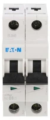 Zdjęcie produktu dla Miniaturowy wyłącznik automatyczny Eaton, 3 A, 2p, charakterystyka: D 278773