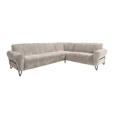 Produktbild von Beautysofa Ecksofa 295 cm, Moderne Couch, Sofa mit Schwarzen Metallbeinen - Seitenausführung: links, Polsterecke, VOLARE L - Form Hellbeige Vega 02