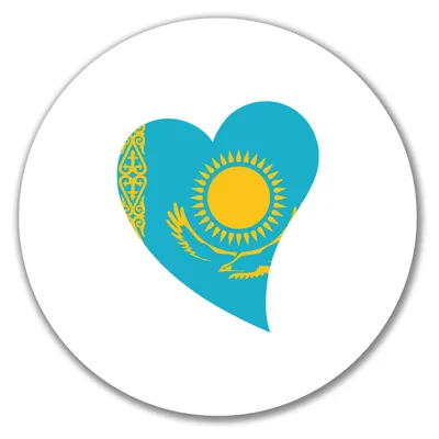 Produktbild von Huuraa Aufkleber Kasachstan Flagge Herz 10cm rund Sticker Geschenkidee