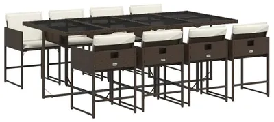 Productafbeelding van vidaXL 9-delige tuinset met kussens, bruin, polyrotan