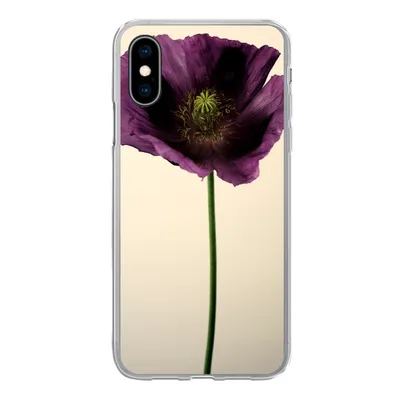 Produktbild von MuchoWow® Handyhülle Schutzhülle Hülle für iPhone X Nahaufnahme eines violetten Mohns Silikon Softcase Handy Hülle - Handyhülle
