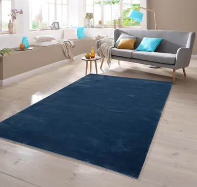 Produktbild von Teppich Kurzflor uni blau Größe - 120 x 170 cm