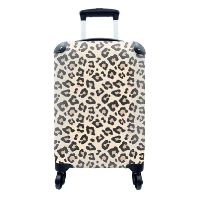 Produktbild von MuchoWow® Koffer Handgepäck Trolley Rollkoffer Kleine Reisekoffer mit 4 Rollen - Weiß - Tiermuster - Panther - Cabin Size < 55x40x23 cm & 55x40x20 cm - Fotokoffer - Kabinenkoffer - Boardgepäck - Reise-Box - Reisekoffer - Reisegepäck - Koffer mit Bild - Trolley für Kinder