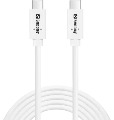 Zdjęcie produktu dla Sandberg 136-54, 2 m, USB C, USB C, USB 3.2 Gen 2 (3.1 Gen 2), 10 Gbit/s, Biały