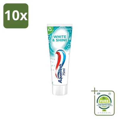 Productafbeelding van 10 x Aquafresh White & Shine tandpasta - 75 ml - Grote verpakking - 10 stuks
