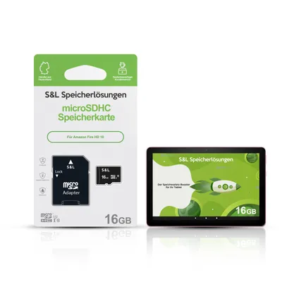 Produktbild von microSD Speicherkarte S&L für Amazon Fire HD 10 - Speicherkapazität: 16 GB