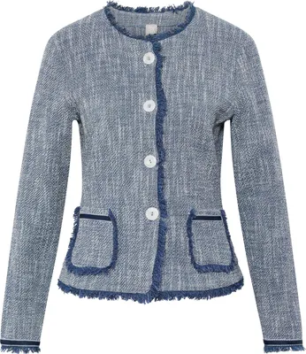 Produktbild von Rabe Damen Jacke Dunkelblau Größe 36 Bouclé-Optik Taillenbetonung Rundhalsausschnitt