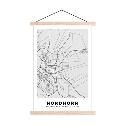 Produktbild von MuchoWow® Textilposter Deutschland - Nordhorn - Karte - Stadtplan - Karte 120x180 cm mit holzfarbenen Rahmen - Textil-Plakat