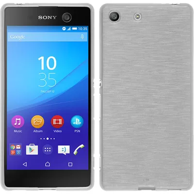 Produktbild von PhoneNatic Case kompatibel mit Sony Xperia M5 - weiß Silikon Hülle brushed + 2 Schutzfolien