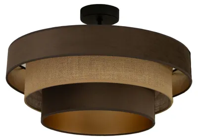 Produktbild von Deckenlampe Metall Stoff B: 50 cm in Schwarz Braun Beige Gold E27 3-flammig rund Modern