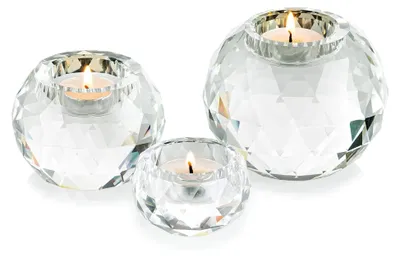 Produktbild von Teelichthalter Set aus Kristall, Klarglas Kerzenständer für Teelichter, Dekoration für Wohnzimmer, Esstisch, Hochzeit, Geschenk, Geburtstag, Party, Meditation