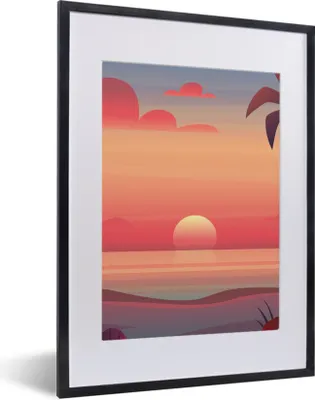 Produktbild von MuchoWow® MuchoWow® Gerahmtes Poster Strand - Retro - Meer 30x40 cm - Poster mit zchwarzem Bilderrahmen - Wandposter Schlafzimmer