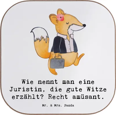 Produktbild von Mr. & Mrs. Panda Untersetzer Glas Juristin Humor - Weiß - Geschenk, personalisierte Geschenke, Rechtsanwalt, Kanzlei, für Gläser, Coaster, kreative, Berufstätige, Gericht
