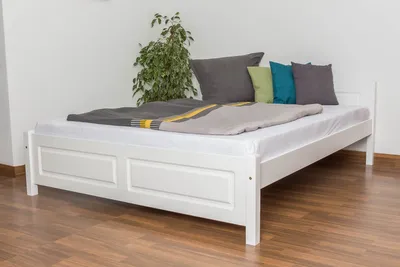 Produktbild von Doppelbett / Gästebett Kiefer massiv Vollholz weiß lackiert 77, inkl. Lattenrost - Abmessung 160 x 200 cm