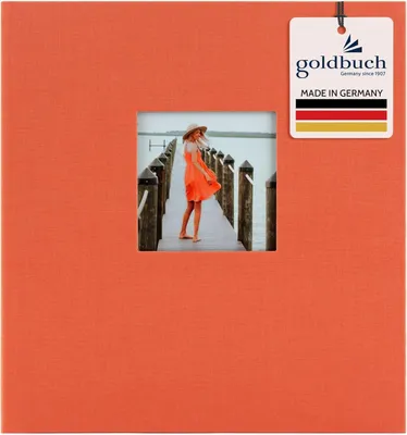 Fotoalbum 30x31 cm, 60 weiße Seiten, Leineneinband orange