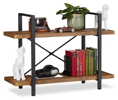Bücherregal industriell 2 Etagen 64,5x90x33,5 cm MDF Metall braun