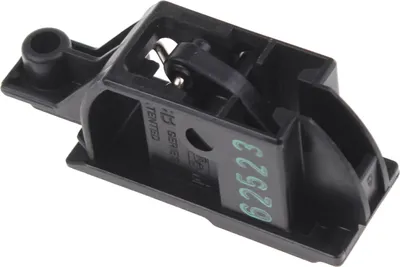 A black plastic door latch mechanism.