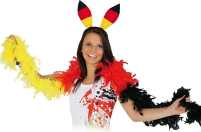 Produktbild von Deutschland Federboa 180 cm Schwarz Rot Gold WM EM Fußball Fasching Karneval