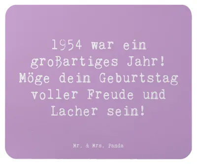 Produktbild von Mr. & Mrs. Panda Mouse Pad Spruch 1954 Geburtstag - Lavendeltraum - Geschenk, pc mausunterlage, mousepad, computer mauspad, Alter, Erinnerungen, Glückwunsch, Geburtsjahr