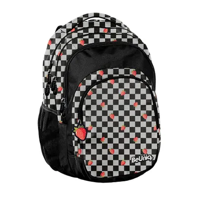 Produktbild von BeUniq Schulrucksack für Jugendliche kariert schwarz-weiß