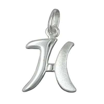 Produktbild von Anhänger 15x11mm Buchstabe H teilmattiert glänzend Silber 925 silber 15x11mm