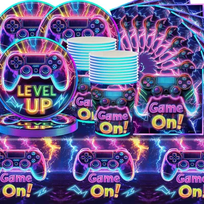 Partygeschirr-Set Videospiel-Controller, 61-teilig, für 20 Spieler
