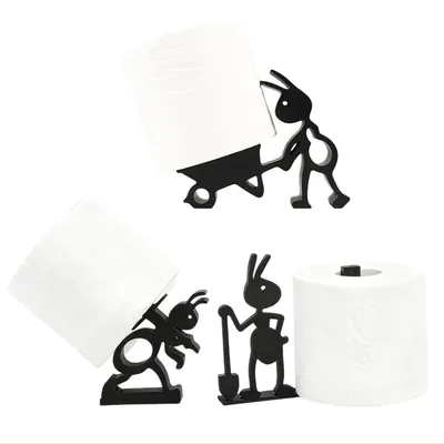 Produktbild von 3er Set Toilettenpapierhalter – Lustiger 3D Ameisen-Design Rollenhalter, Freistehend, Schwarz, Für Badezimmer, 3 Stück