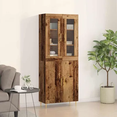 Zdjęcie produktu dla VidaXL Wysoka szafka, 2 sztuki, drewno z odzysku, 69,5 x 34 x 180 cm, płyta wiórowa