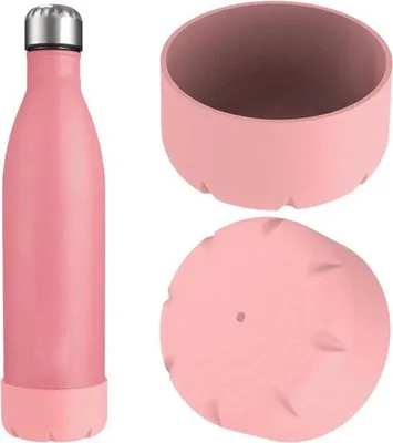 Imagen del producto de Protectores de silicona, color rojo intenso, para botellas de cola de 25 oz, paquete de 2 unidades. Compatibles con botellas originales. Protectores para la base de la botella