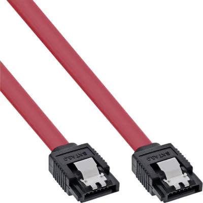 Produktbild von InLine SATA 6Gb/s Kabel, mit Lasche, 0,3m, 0,3 m, SATA I, Rot, 12 g, 100 mm, 140 mm