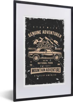 Produktbild von MuchoWow® MuchoWow® Gerahmtes Poster Mancave - Auto - Fahrrad - Retro 40x60 cm - Poster mit zchwarzem Bilderrahmen - Poster in Rahmen