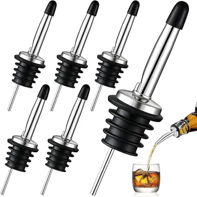 Obrázok produktu pre Výlevky na fľaše – 6 kusov, robustné výlevky na alkohol, výlevky na gin, výlevky na fľaše s gumovým uzáverom, výlevky na olej vhodné na víno