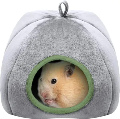 Produktbild von Hamsterhausbett Kleintierhaus Kaninchenbett Kleintierbett Hamster mit Herausnehmbarer weicher Unterlage Geeignet für Hamster Chinchillas Meerschweinchen 21 x 20 x 19 cm