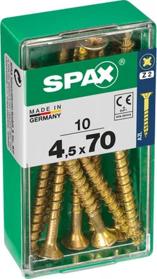 Image de Boîte 10 Unités. Vis A Bois Spax Cab. Plat Yellox 4.5x70mm Spax