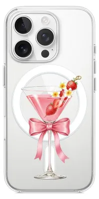 Produktbild von Hartschalenhülle für das iPhone 16 Pro Max, kompatibel mit MagSafe, transparent, Erdbeercocktail