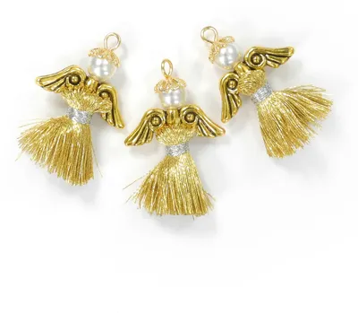 Produktbild von Bastel-Set "Quastenengel", 3er-Set Gold