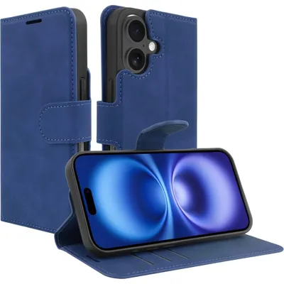 Productafbeelding van Hoesje geschikt voor iPhone 16 Hoesje met Pasjeshouder - Premium Bookcase - Blauw