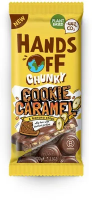 Produktbild von Hands Off Reep Chunky Cookie Karamell 100g – Knuspriger Keksriegel Snack