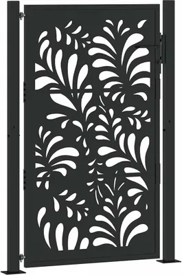 Image de Portail de jardin noir 100x150 cm en acier design ondulé