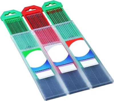 Productafbeelding van Industriële wolfraamelektroden, set van 10 stuks, rood-groen gekleurd.