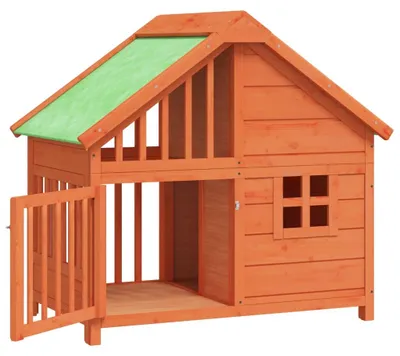 Imagen del producto de Caseta para perros madera maciza de pino marrón 96x60,5x87 cm