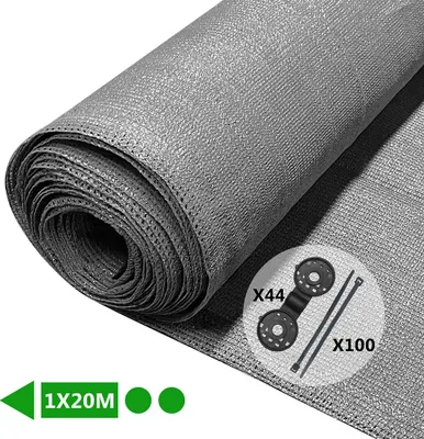 Obrázek produktu pro VOUNOT® Plotová clona 1×20 m, stínicí síť z HDPE 90 g/m², šedá