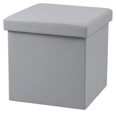 Produktbild von Urban Living Fushocker/Hocker/Aufbewahrungsbox - hellgrau - mdf - 38 x 38 cm